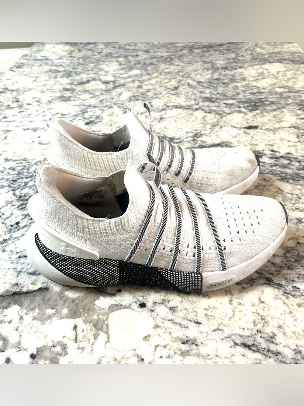 Under Armour phantom White and Black Knit Slip-On Athletic Shoes